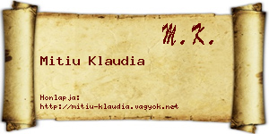 Mitiu Klaudia névjegykártya